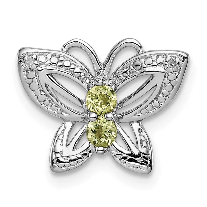 Goldia Rings Sterling Silver Rhodiumplated Peridot u0026 Diamond Chain Slide Goldia Rings Sterling Silver Rhodiumplated Peridot u0026 Diamond Chain Slide