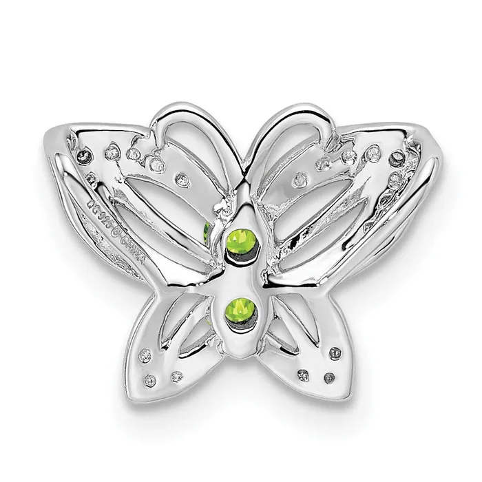 Goldia Rings Sterling Silver Rhodiumplated Peridot u0026 Diamond Chain Slide
