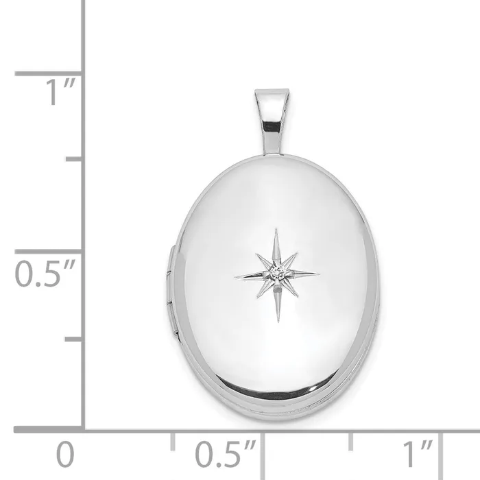 Goldia Rings Sterling Silver Rhodiumplated u0026 Diamond Polished 19mm Oval Locket