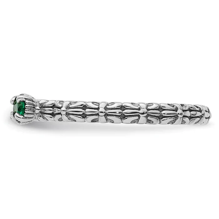 Goldia Rings Sterling Silver Stackable Expressions Created Emerald Two Stone Ring