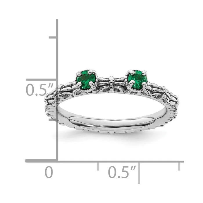 Goldia Rings Sterling Silver Stackable Expressions Created Emerald Two Stone Ring