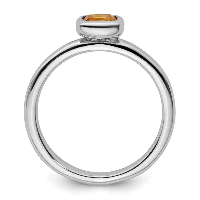 Goldia Rings Sterling Silver Stackable Expressions Cushion Cut Citrine Ring