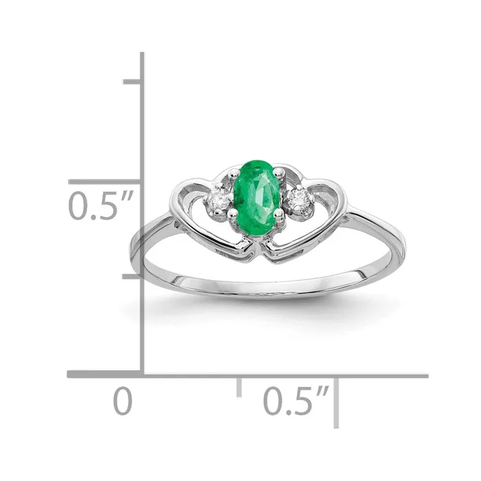 Goldia Solid 14k White Gold 5x3mm Oval Simulated Emerald A CZ Ring Rings