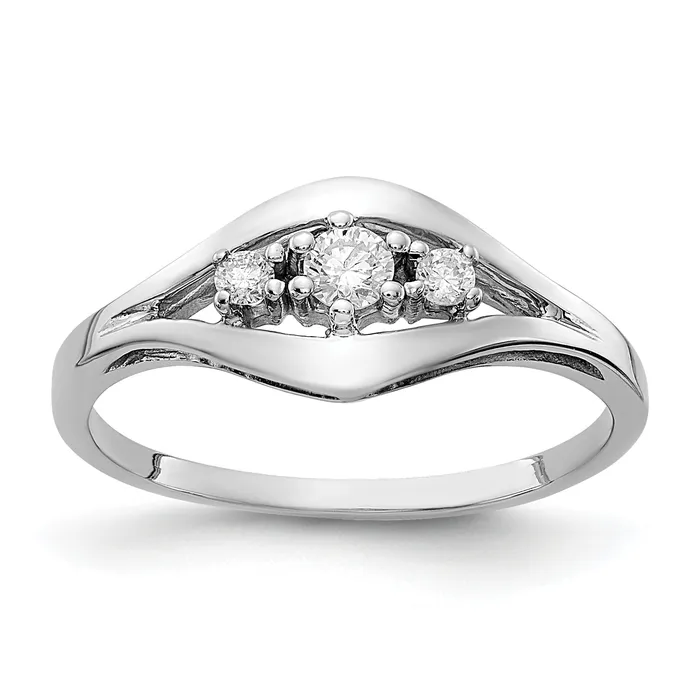 Goldia Solid 14k White Gold Polished AA Simulated CZ Ring Rings