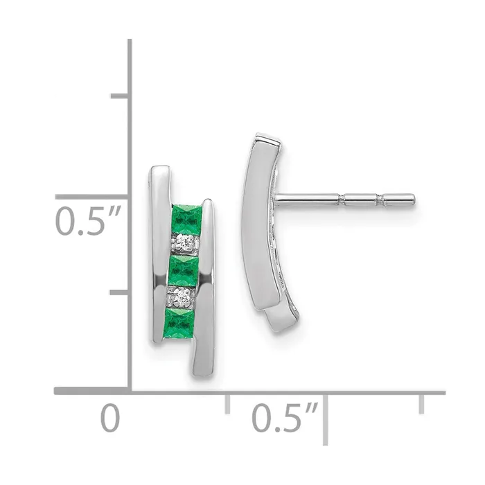 Goldia Solid 14k White Gold Simulated CZ and Emerald Earrings Earrings Goldia Solid 14k White Gold Simulated CZ and Emerald Earrings Earrings