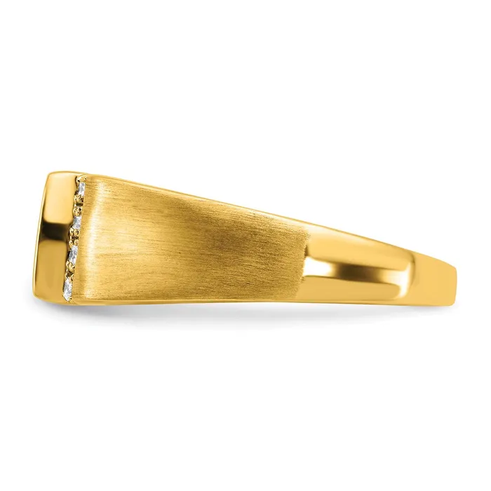 Goldia Solid 14k Yellow Gold Square Simulated Onyx and CZ Mens Ring Rings