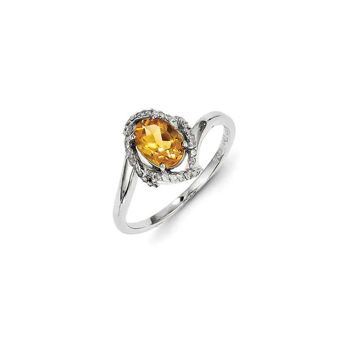 Goldia Sterling Silver Diamond u0026 Citrine Ring Rings