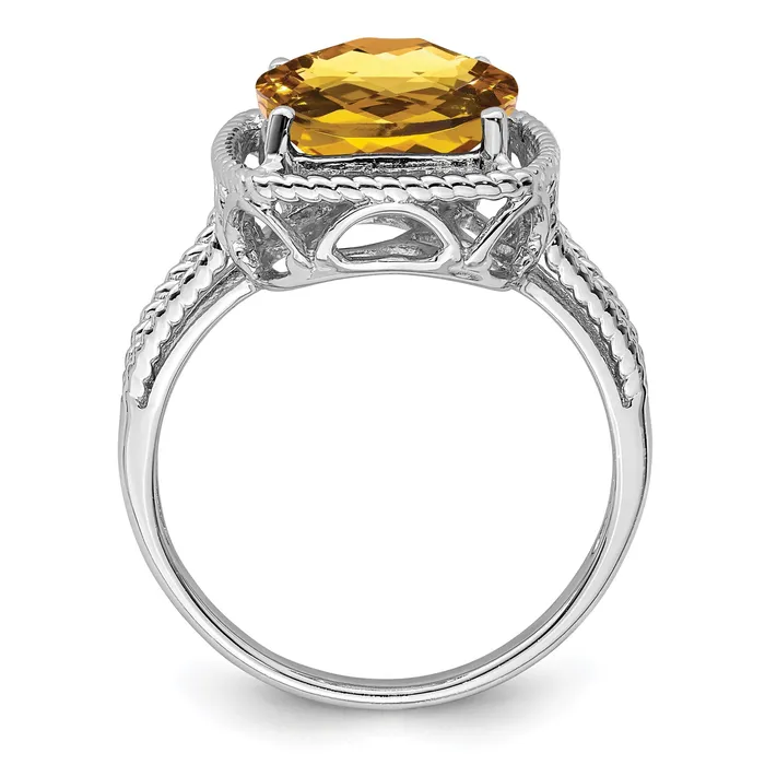 Goldia Sterling Silver Rhodium CheckerCut Whiskey Quartz Gemstone Birthstone Ring Fine Jewelry Gift for Her Rings Goldia Sterling Silver Rhodium CheckerCut Whiskey Quartz Gemstone Birthstone Ring Fine Jewelry Gift for Her Rings