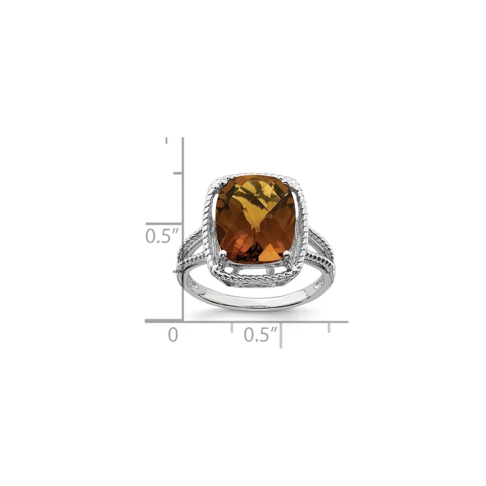 Goldia Sterling Silver Rhodium CheckerCut Whiskey Quartz Gemstone Birthstone Ring Fine Jewelry Gift for Her Rings Goldia Sterling Silver Rhodium CheckerCut Whiskey Quartz Gemstone Birthstone Ring Fine Jewelry Gift for Her Rings