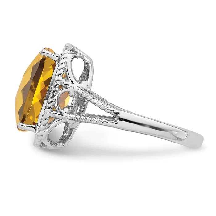 Goldia Sterling Silver Rhodium CheckerCut Whiskey Quartz Gemstone Birthstone Ring Fine Jewelry Gift for Her Rings Goldia Sterling Silver Rhodium CheckerCut Whiskey Quartz Gemstone Birthstone Ring Fine Jewelry Gift for Her Rings
