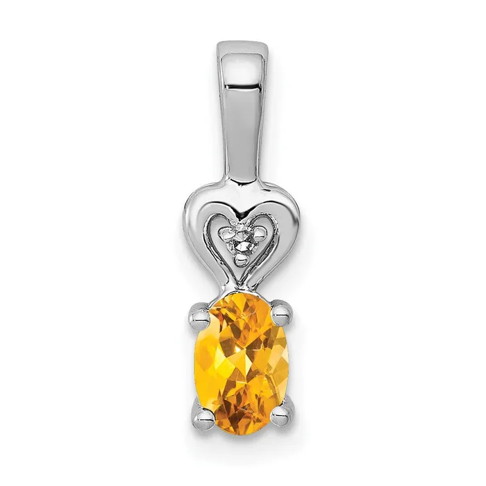 Goldia Sterling Silver Rhodiumplated Citrine u0026 Diamond Pendant Necklaces Goldia Sterling Silver Rhodiumplated Citrine u0026 Diamond Pendant Necklaces