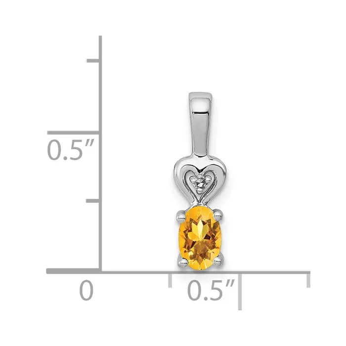 Goldia Sterling Silver Rhodiumplated Citrine u0026 Diamond Pendant Necklaces