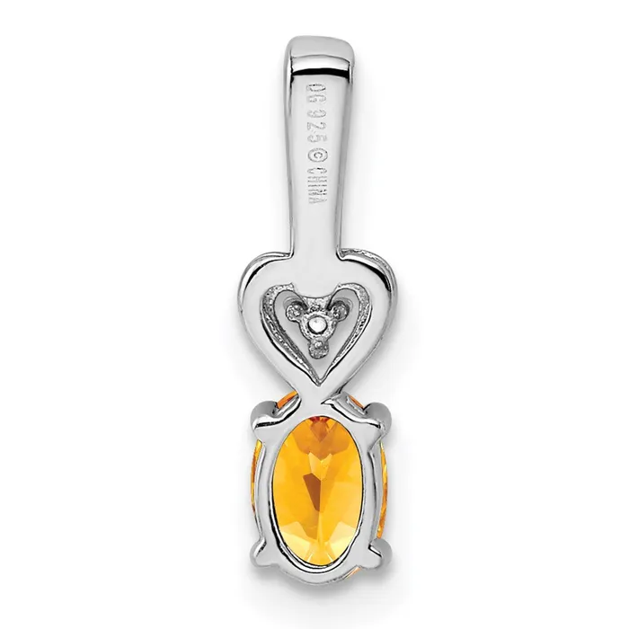 Goldia Sterling Silver Rhodiumplated Citrine u0026 Diamond Pendant Necklaces