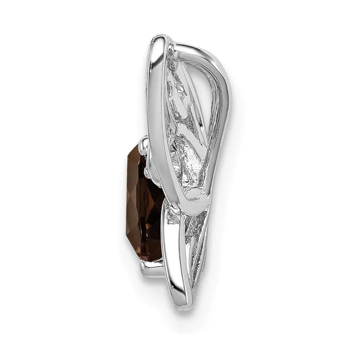 Goldia Sterling Silver Rhodiumplated Smoky Quartz Diamond Pendant Necklaces