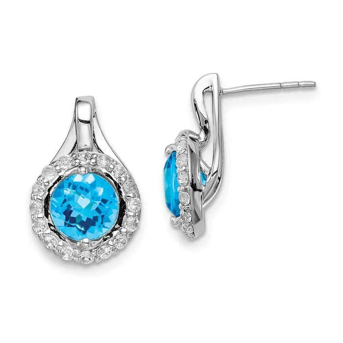Goldia Sterling Silver Rhodium Wht Topaz u0026 Light Swiss Blue Topaz Post Earrings Earrings Goldia Sterling Silver Rhodium Wht Topaz u0026 Light Swiss Blue Topaz Post Earrings Earrings