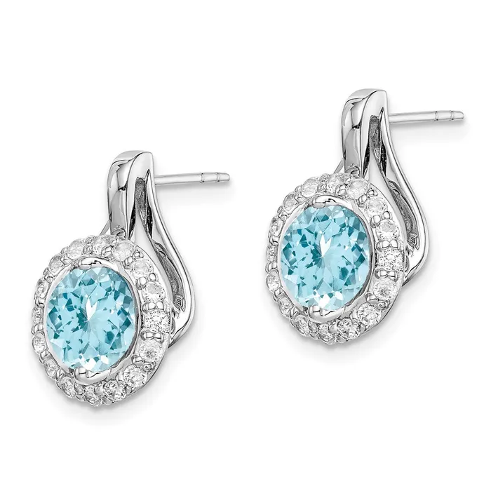 Goldia Sterling Silver Rhodium Wht Topaz u0026 Light Swiss Blue Topaz Post Earrings Earrings