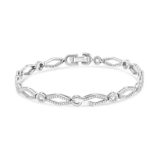 JMS always Bracelets Original 925 Sterling Silver 1 12 Cttw Diamond Studded Alternating Circle and KiteShaped VintageStyle Link Bracelet IJ Color I2I3 Clarity JMS always Bracelets Original 925 Sterling Silver 1 12 Cttw Diamond Studded Alternating Circle and KiteShaped VintageStyle Link Bracelet IJ Color I2I3 Clarity