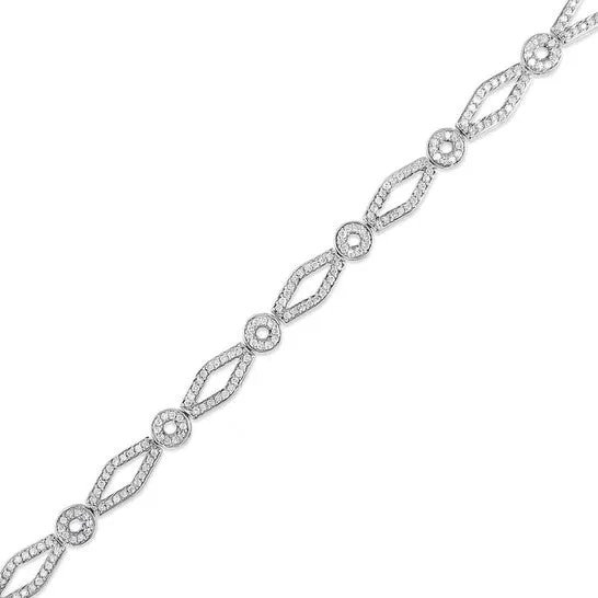 JMS always Bracelets Original 925 Sterling Silver 1 12 Cttw Diamond Studded Alternating Circle and KiteShaped VintageStyle Link Bracelet IJ Color I2I3 Clarity JMS always Bracelets Original 925 Sterling Silver 1 12 Cttw Diamond Studded Alternating Circle and KiteShaped VintageStyle Link Bracelet IJ Color I2I3 Clarity