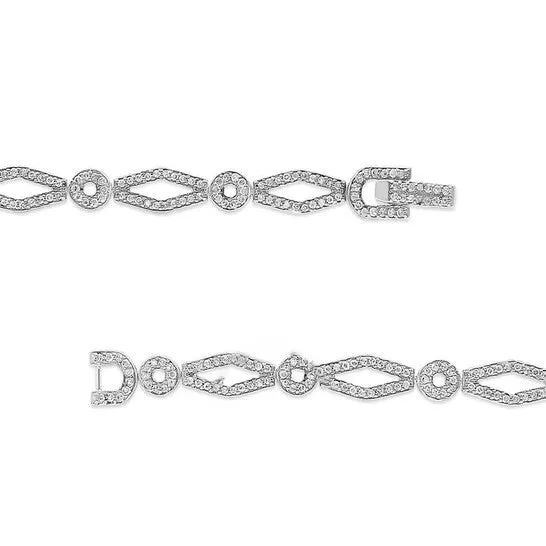 JMS always Bracelets Original 925 Sterling Silver 1 12 Cttw Diamond Studded Alternating Circle and KiteShaped VintageStyle Link Bracelet IJ Color I2I3 Clarity JMS always Bracelets Original 925 Sterling Silver 1 12 Cttw Diamond Studded Alternating Circle and KiteShaped VintageStyle Link Bracelet IJ Color I2I3 Clarity
