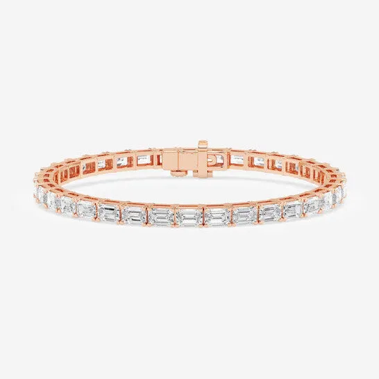 JMS always Bracelets Original Brilliant Diamond 14K Rose Gold 9 CTTW EmeraldCut LAB GROWN Diamond EastWest Tennis Bracelet 7 inches FG SI1 JMS always Bracelets Original Brilliant Diamond 14K Rose Gold 9 CTTW EmeraldCut LAB GROWN Diamond EastWest Tennis Bracelet 7 inches FG SI1