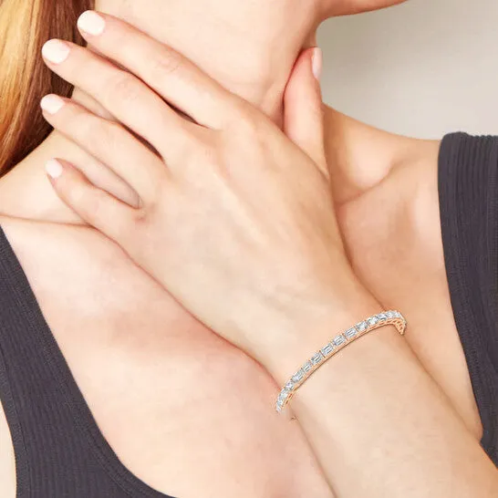 JMS always Bracelets Original Brilliant Diamond 14K Rose Gold 9 CTTW EmeraldCut LAB GROWN Diamond EastWest Tennis Bracelet 7 inches FG SI1 JMS always Bracelets Original Brilliant Diamond 14K Rose Gold 9 CTTW EmeraldCut LAB GROWN Diamond EastWest Tennis Bracelet 7 inches FG SI1