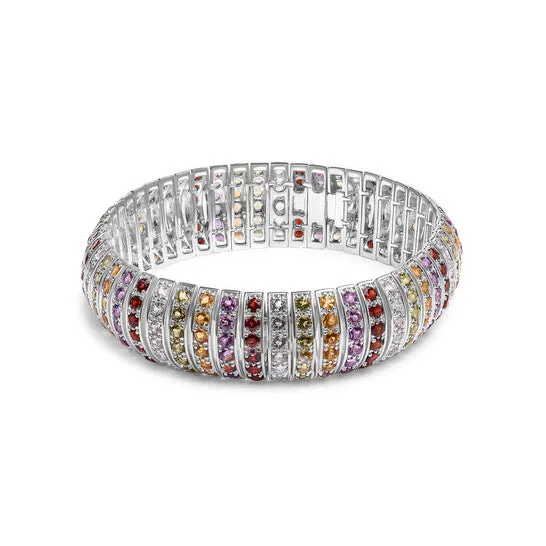 JMS always Bracelets Original Haus of Brilliance 925 Sterling Silver Multi Row Rainbow Gemstone Bangle Bracelet 75 Inches JMS always Bracelets Original Haus of Brilliance 925 Sterling Silver Multi Row Rainbow Gemstone Bangle Bracelet 75 Inches