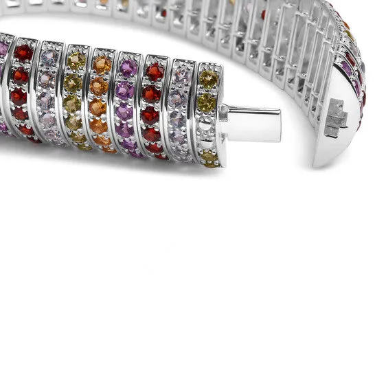 JMS always Bracelets Original Haus of Brilliance 925 Sterling Silver Multi Row Rainbow Gemstone Bangle Bracelet 75 Inches JMS always Bracelets Original Haus of Brilliance 925 Sterling Silver Multi Row Rainbow Gemstone Bangle Bracelet 75 Inches