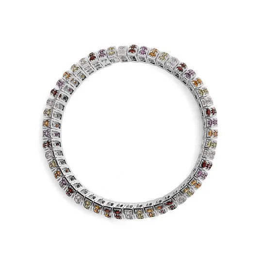 JMS always Bracelets Original Haus of Brilliance 925 Sterling Silver Multi Row Rainbow Gemstone Bangle Bracelet 75 Inches JMS always Bracelets Original Haus of Brilliance 925 Sterling Silver Multi Row Rainbow Gemstone Bangle Bracelet 75 Inches