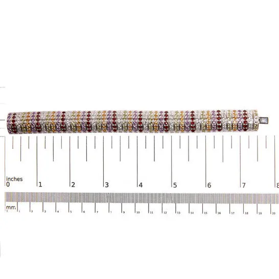 JMS always Bracelets Original Haus of Brilliance 925 Sterling Silver Multi Row Rainbow Gemstone Bangle Bracelet 75 Inches JMS always Bracelets Original Haus of Brilliance 925 Sterling Silver Multi Row Rainbow Gemstone Bangle Bracelet 75 Inches