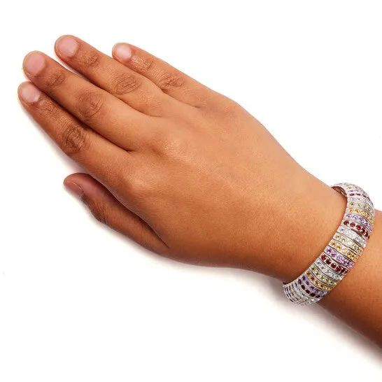 JMS always Bracelets Original Haus of Brilliance 925 Sterling Silver Multi Row Rainbow Gemstone Bangle Bracelet 75 Inches JMS always Bracelets Original Haus of Brilliance 925 Sterling Silver Multi Row Rainbow Gemstone Bangle Bracelet 75 Inches