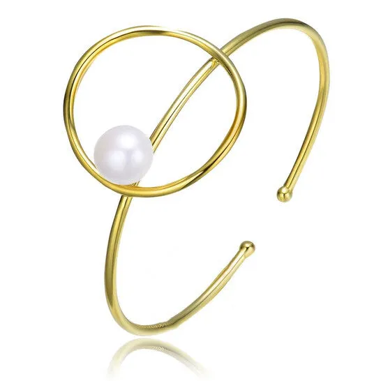 JMS always Bracelets Original Megan Walford Very Elegant Sterling Silver with Gold Plating and Genuine Freshwater Pearl Cuff Bracelet JMS always Bracelets Original Megan Walford Very Elegant Sterling Silver with Gold Plating and Genuine Freshwater Pearl Cuff Bracelet