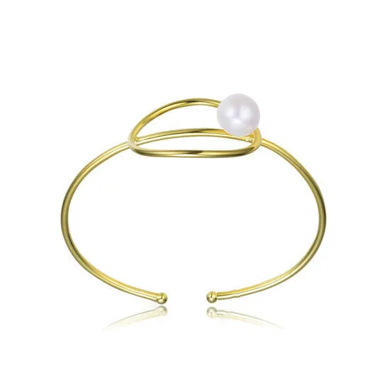 JMS always Bracelets Original Megan Walford Very Elegant Sterling Silver with Gold Plating and Genuine Freshwater Pearl Cuff Bracelet JMS always Bracelets Original Megan Walford Very Elegant Sterling Silver with Gold Plating and Genuine Freshwater Pearl Cuff Bracelet
