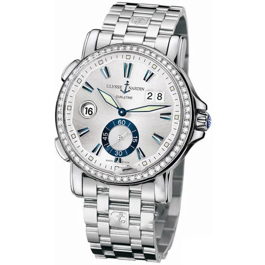 JMS always Bracelets Original Ulysse Nardin GMT Big Date Silver Dial Stainless Steel Diamond Automatic Mens Watch 24355B791