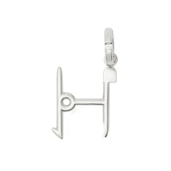 JMS always Charm Necklaces Original Burberry Silver Kilt Pin H Alphabet Charm JMS always Charm Necklaces Original Burberry Silver Kilt Pin H Alphabet Charm