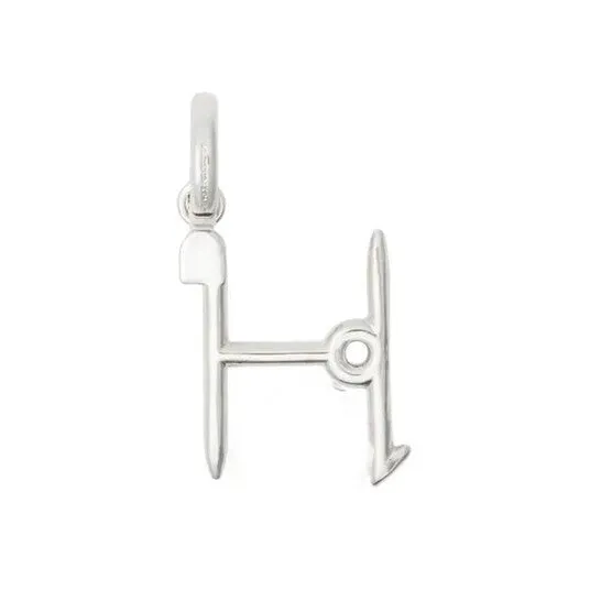 JMS always Charm Necklaces Original Burberry Silver Kilt Pin H Alphabet Charm JMS always Charm Necklaces Original Burberry Silver Kilt Pin H Alphabet Charm