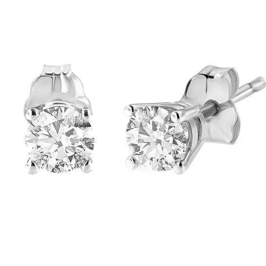 JMS always Earrings Original AGS Certified 14K White Gold 10 cttw 4Prong Set Brilliant RoundCut Solitaire Diamond Push Back Stud Earrings FG Color I1I2 Clarity JMS always Earrings Original AGS Certified 14K White Gold 10 cttw 4Prong Set Brilliant RoundCut Solitaire Diamond Push Back Stud Earrings FG Color I1I2 Clarity