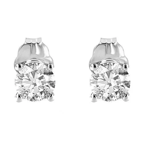 JMS always Earrings Original AGS Certified 14K White Gold 10 cttw 4Prong Set Brilliant RoundCut Solitaire Diamond Push Back Stud Earrings FG Color I1I2 Clarity JMS always Earrings Original AGS Certified 14K White Gold 10 cttw 4Prong Set Brilliant RoundCut Solitaire Diamond Push Back Stud Earrings FG Color I1I2 Clarity