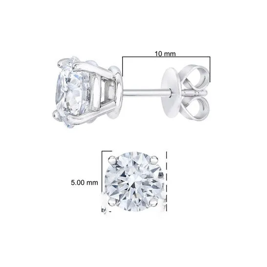 JMS always Earrings Original AGS Certified 14K White Gold 10 cttw 4Prong Set Brilliant RoundCut Solitaire Diamond Push Back Stud Earrings FG Color I1I2 Clarity JMS always Earrings Original AGS Certified 14K White Gold 10 cttw 4Prong Set Brilliant RoundCut Solitaire Diamond Push Back Stud Earrings FG Color I1I2 Clarity