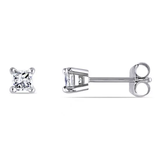 JMS always Earrings Original AMOUR 13 CT TW Princess Cut Diamond Stud Earrings In 14K White Gold