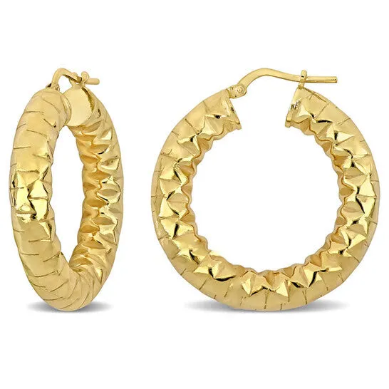 JMS always Earrings Original AMOUR 315 Mm Diamond Cut Hoop Earrings In Yellow Plated Sterling Silver JMS always Earrings Original AMOUR 315 Mm Diamond Cut Hoop Earrings In Yellow Plated Sterling Silver