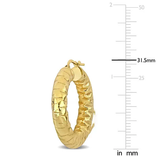 JMS always Earrings Original AMOUR 315 Mm Diamond Cut Hoop Earrings In Yellow Plated Sterling Silver JMS always Earrings Original AMOUR 315 Mm Diamond Cut Hoop Earrings In Yellow Plated Sterling Silver