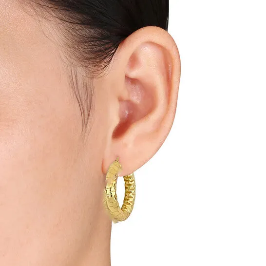JMS always Earrings Original AMOUR 315 Mm Diamond Cut Hoop Earrings In Yellow Plated Sterling Silver JMS always Earrings Original AMOUR 315 Mm Diamond Cut Hoop Earrings In Yellow Plated Sterling Silver