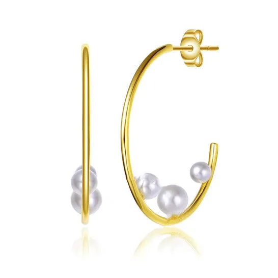 JMS always Earrings Original Rachel Glauber 14k Gold Plated Pearl Open Hoop Earrings JMS always Earrings Original Rachel Glauber 14k Gold Plated Pearl Open Hoop Earrings