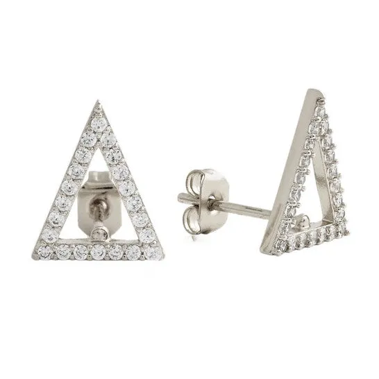JMS always Earrings Original Sole du Soleil Lupine Collection Womens 18k WG Plated Open Triangle Stud Fashion Earrings JMS always Earrings Original Sole du Soleil Lupine Collection Womens 18k WG Plated Open Triangle Stud Fashion Earrings