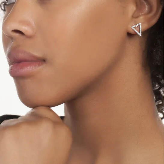 JMS always Earrings Original Sole du Soleil Lupine Collection Womens 18k WG Plated Open Triangle Stud Fashion Earrings