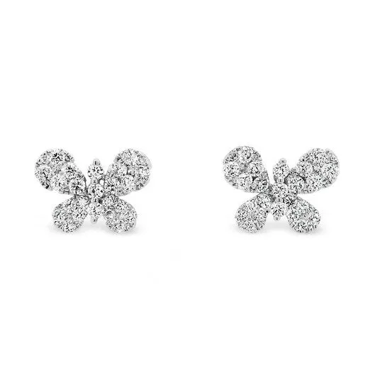 JMS always Earrings Original Tresorra 18K White Gold Butterfly Diamond Stud Earrings JMS always Earrings Original Tresorra 18K White Gold Butterfly Diamond Stud Earrings