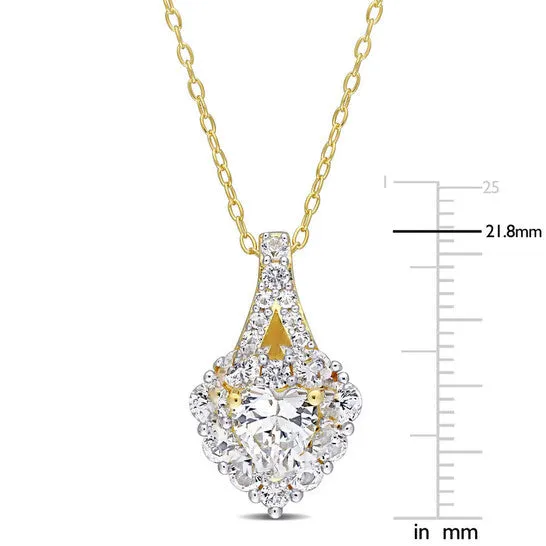 JMS always Necklaces Original AMOUR 2 78 CT TGW Created White Sapphire Halo Heart Pendant with Chain In Yellow Plated Sterling Silver JMS always Necklaces Original AMOUR 2 78 CT TGW Created White Sapphire Halo Heart Pendant with Chain In Yellow Plated Sterling Silver
