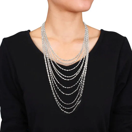 JMS always Necklaces Original AMOUR MultiStrand Chain Necklace In Sterling Silver 18 In JMS always Necklaces Original AMOUR MultiStrand Chain Necklace In Sterling Silver 18 In