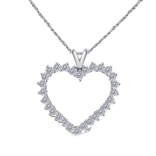 JMS always Necklaces Original Maulijewels 200 Carat Diamond Heart Shape Pendant In 10K White Gold With 18 10k White Gold Plated Sterling Silver Box Chain JMS always Necklaces Original Maulijewels 200 Carat Diamond Heart Shape Pendant In 10K White Gold With 18 10k White Gold Plated Sterling Silver Box Chain