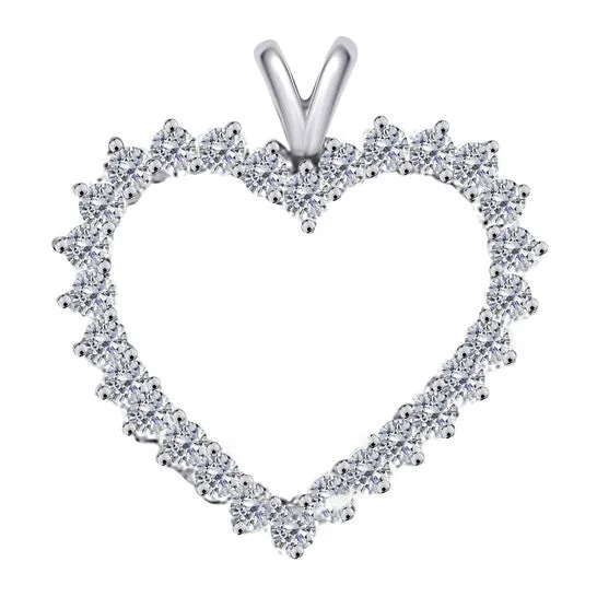 JMS always Necklaces Original Maulijewels 200 Carat Diamond Heart Shape Pendant In 10K White Gold With 18 10k White Gold Plated Sterling Silver Box Chain